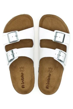 Ciabatte Bianche con Doppia Fascia e Sottopiede in Pelle INBLU 20 ND