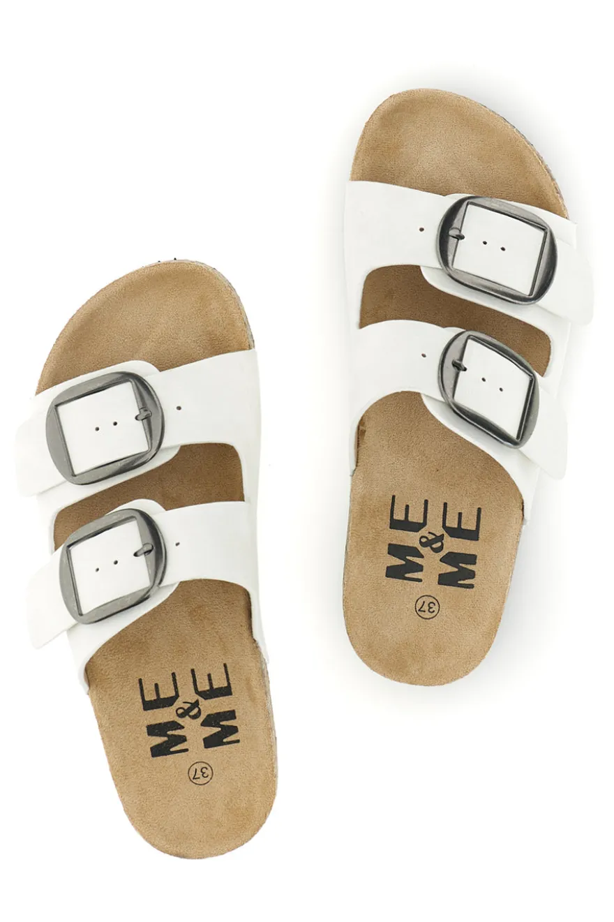 Ciabatte Bianche con doppia fibbia Me & me 1043103