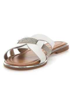 Ciabatte bianche con fasce incrociate e strass Fun Beach 14217