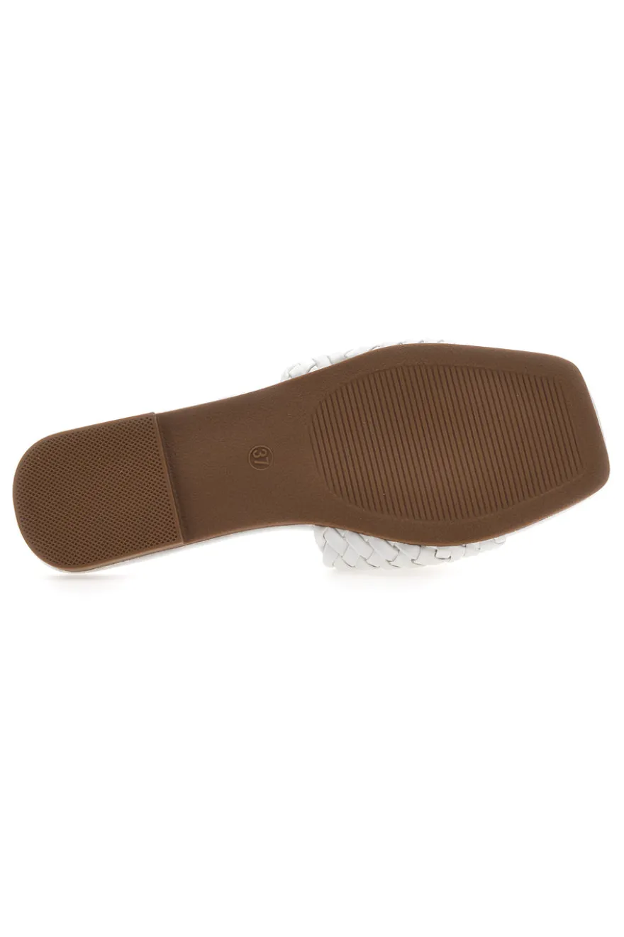 Ciabatte bianche con fascia intrecciata MON DIEU PRE5410