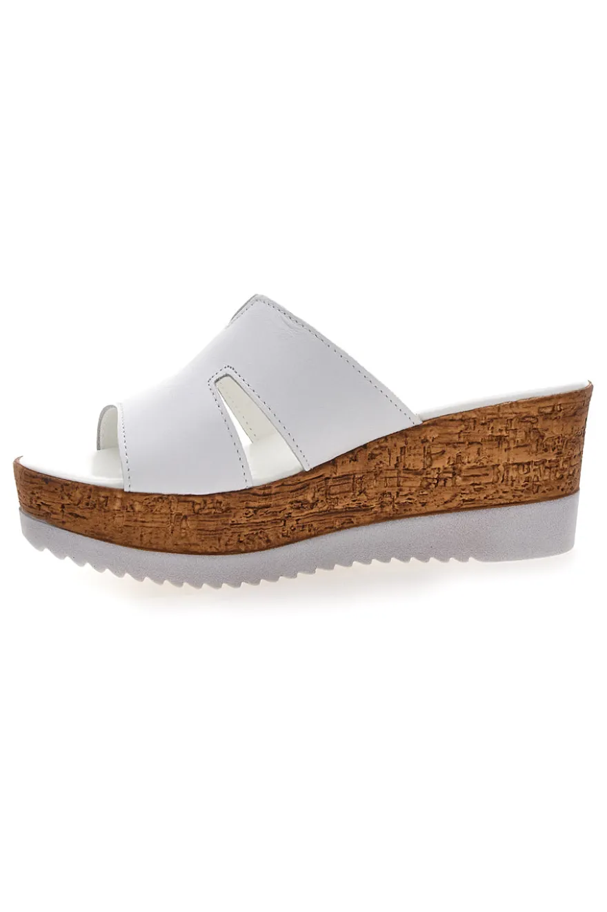 Ciabatte Bianche Con Fascia in Pelle e Platform Alto PITTARELLO 342070428