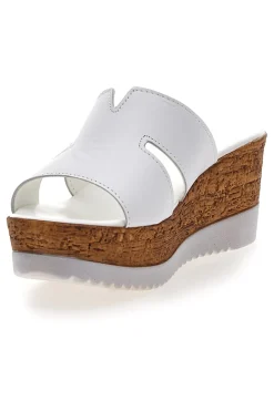 Ciabatte Bianche Con Fascia in Pelle e Platform Alto PITTARELLO 342070428