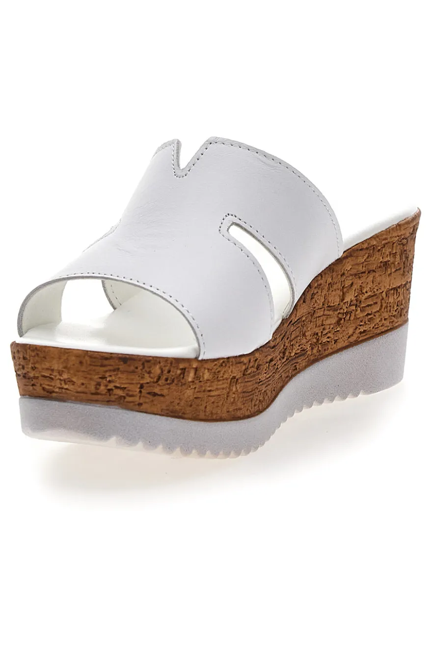 Ciabatte Bianche Con Fascia in Pelle e Platform Alto PITTARELLO 342070428