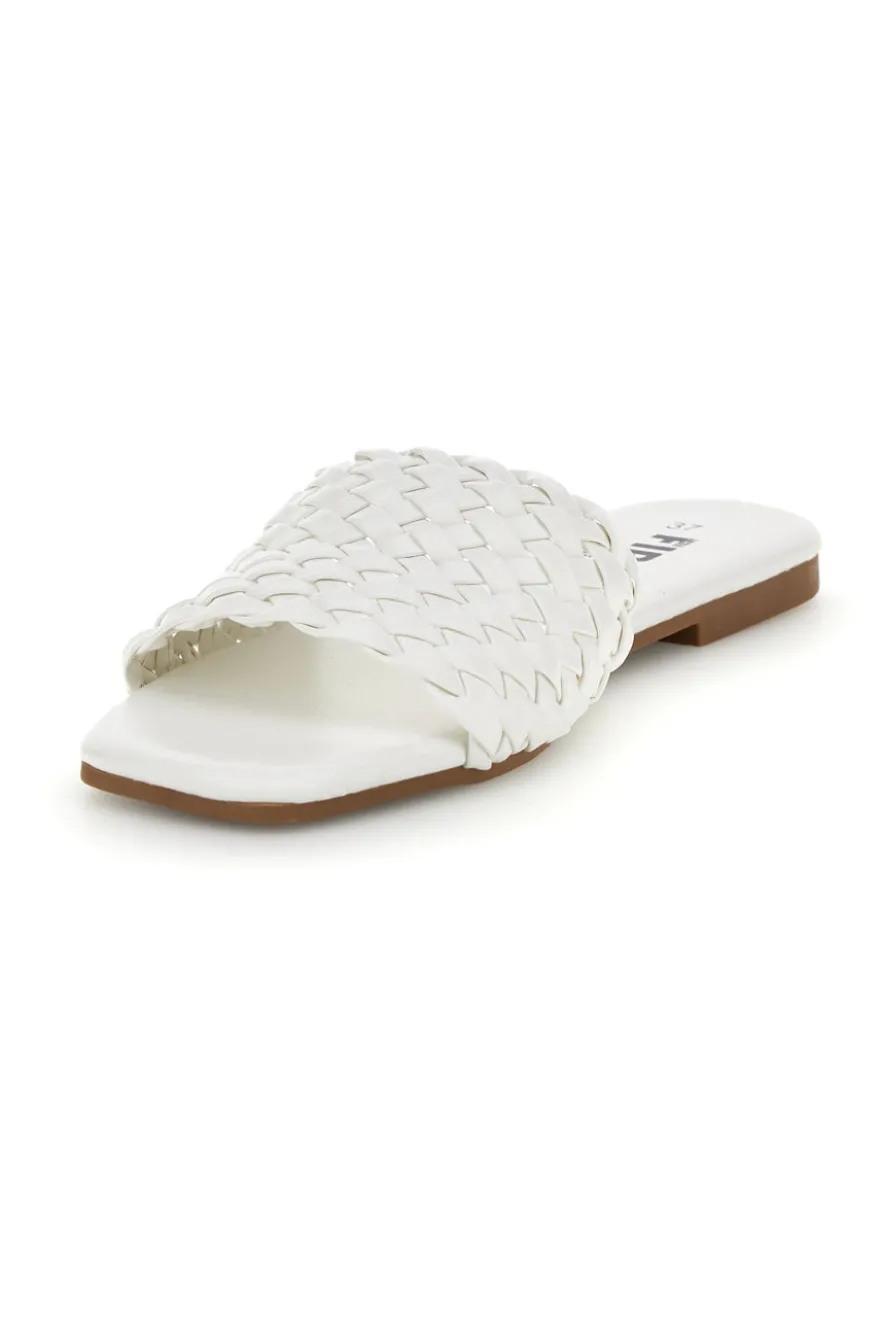 Ciabatte bianche con fascia intrecciata The first chic PRE5410