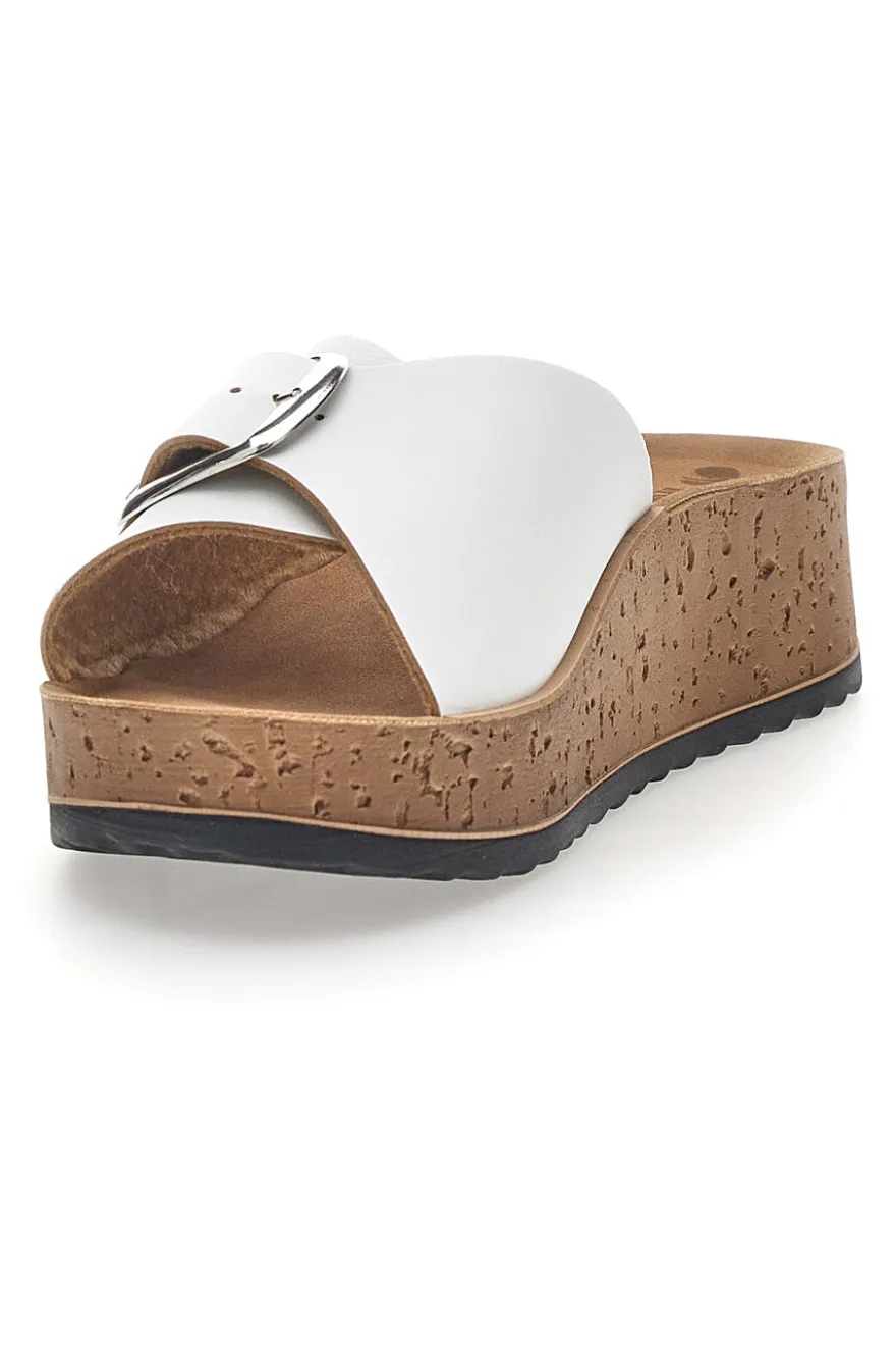 Ciabatte Bianche Con Fibbia e Platform In Pelle Inblu 38 Pk