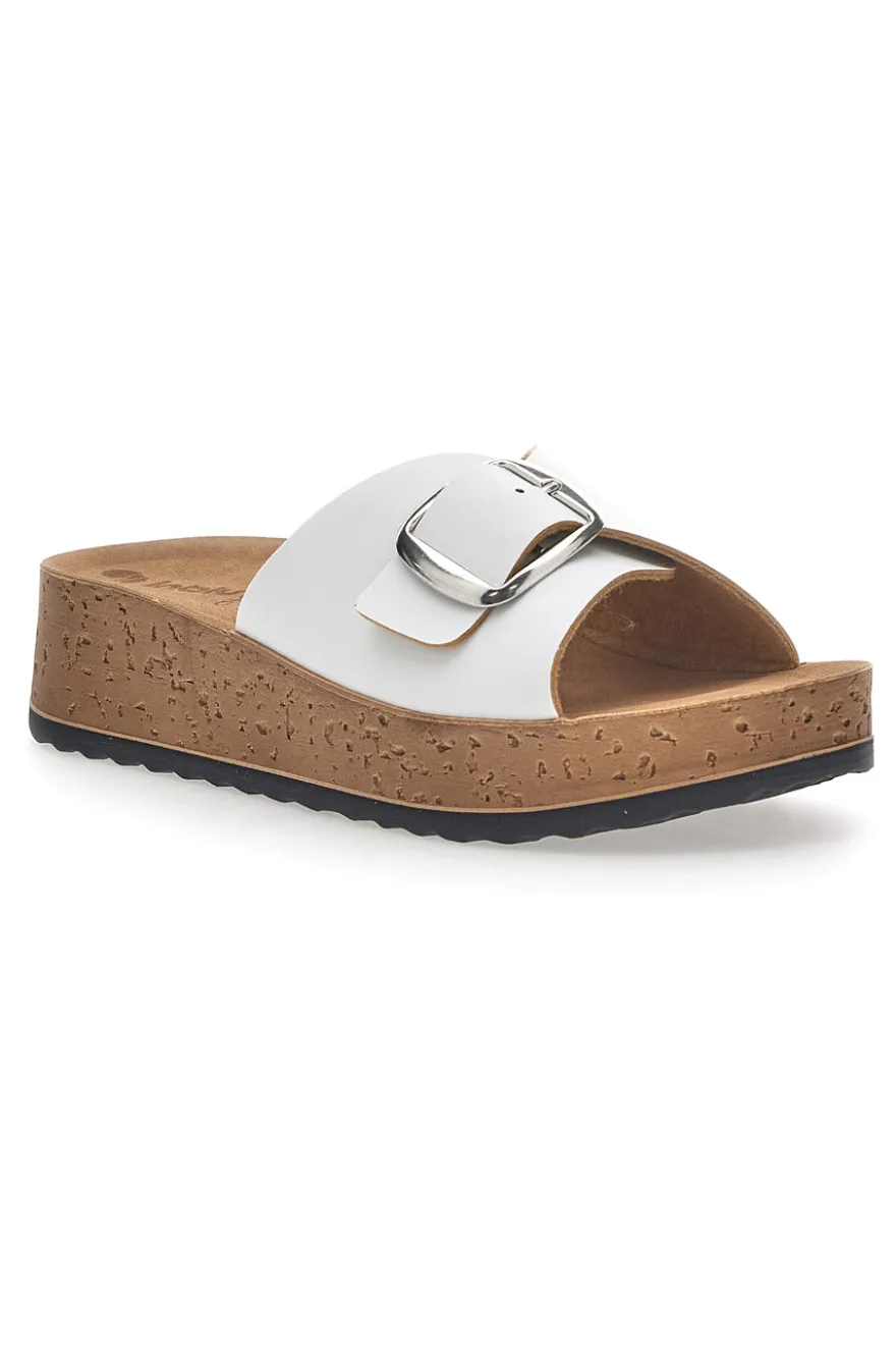 Ciabatte Bianche Con Fibbia e Platform In Pelle Inblu 38 Pk