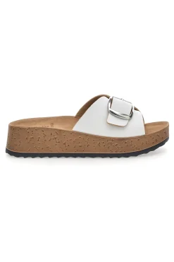 Ciabatte Bianche Con Fibbia e Platform In Pelle Inblu 38 Pk