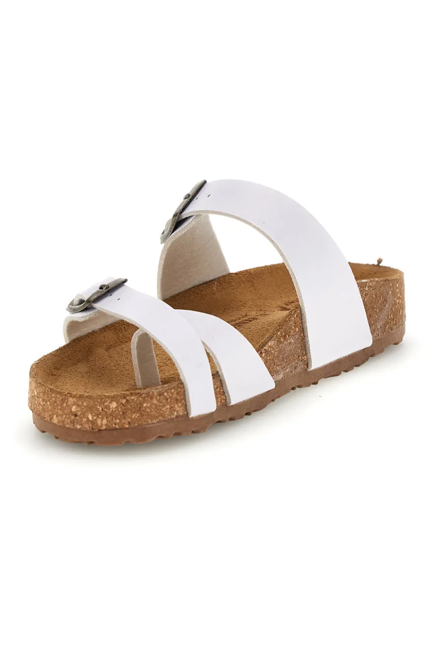 Ciabatte bianche con fibbie e plantare anatomico Bio up 203