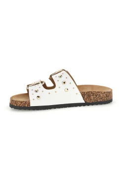 Ciabatte bianche con fibbie e borchie Me & Me 15617