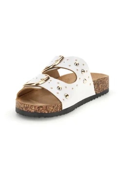 Ciabatte bianche con fibbie e borchie Me & Me 15617