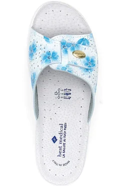 Ciabatte bianche con fiori azzurri e suola antiscivolo Best Medical 13