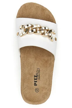Ciabatte bianche con maxi catena oro Pitt Kids 14450