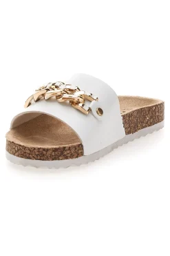 Ciabatte bianche con maxi catena oro Pitt Kids 14450