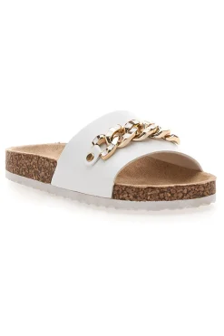 Ciabatte bianche con maxi catena oro Pitt Kids 14450