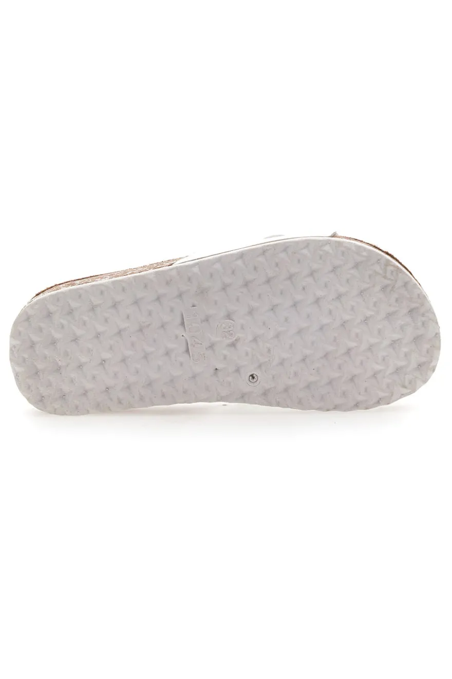 Ciabatte bianche con maxi catena oro Pitt Kids 14450