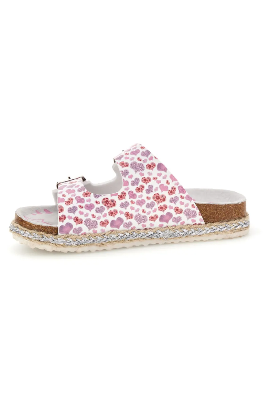 Ciabatte Bianche con Stampa Cuori Rosa Pitt kids 14616