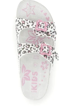 Ciabatte Bianche con Stampa Animalier Pitt kids 14459