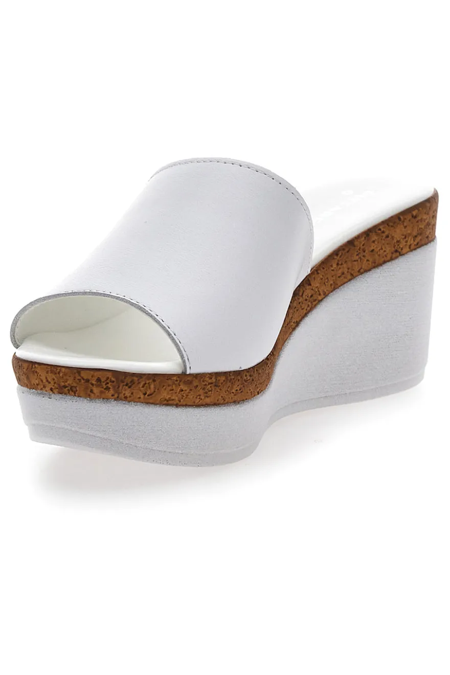 Ciabatte Bianche Con Zeppa con Fascia in Pelle PITTARELLO 28004525