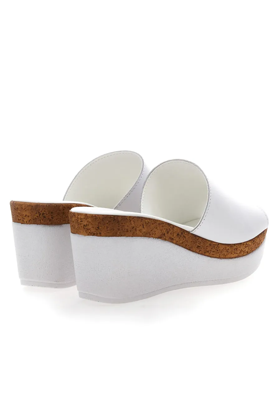 Ciabatte Bianche Con Zeppa con Fascia in Pelle PITTARELLO 28004525