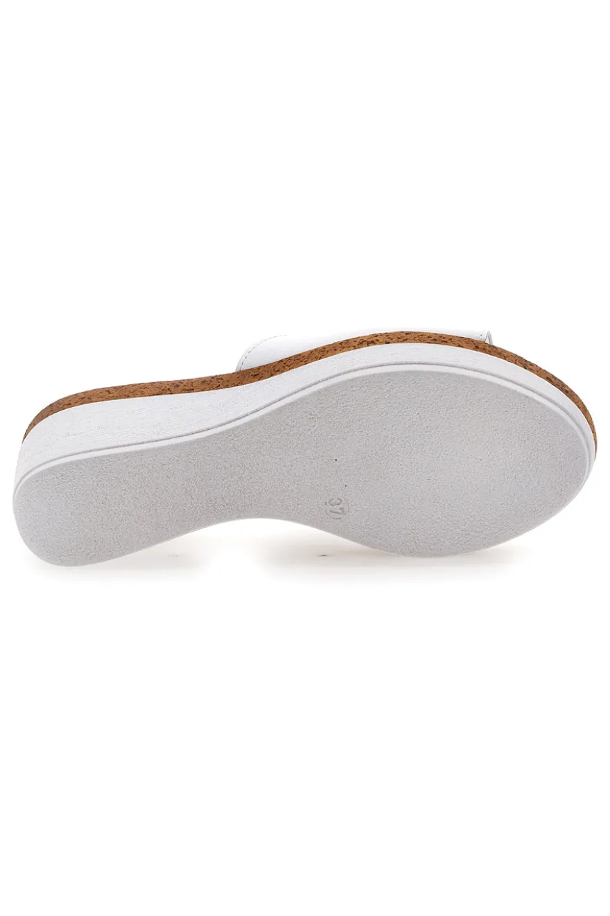 Ciabatte Bianche Con Zeppa con Fascia in Pelle PITTARELLO 28004525