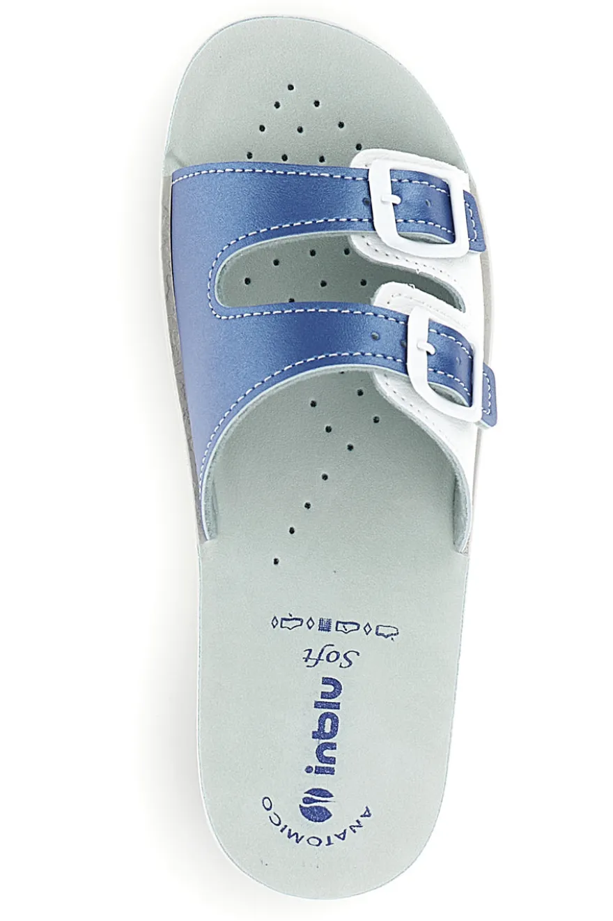 Ciabatte bianche e blu con doppia fibbia Inblu 62 VR