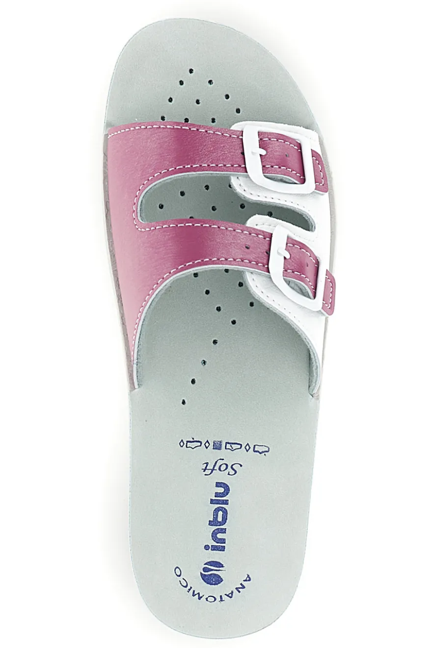Ciabatte bianche e fucsia con doppia fibbia Inblu 62 VR