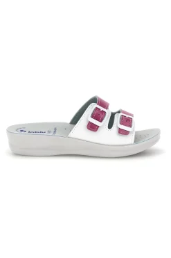 Ciabatte bianche e fucsia con doppia fibbia Inblu 62 VR