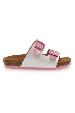 Ciabatte bianche e rosa con doppia fibbia PITTARELLO BIO 257A206SR