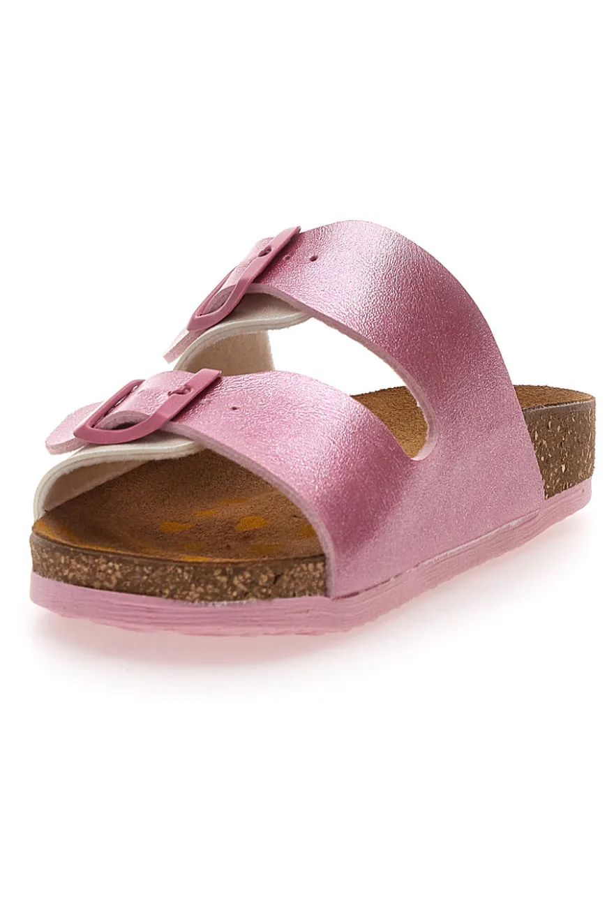 Ciabatte bianche e rosa con doppia fibbia PITTARELLO BIO 257A206SR