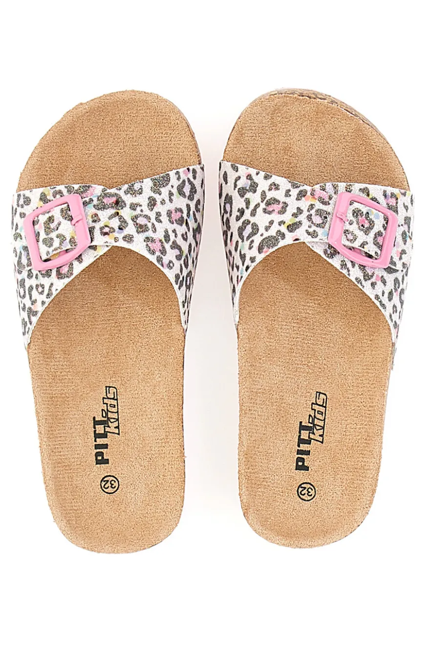 Ciabatte Bianche Leopardate Pitt Kids 14403