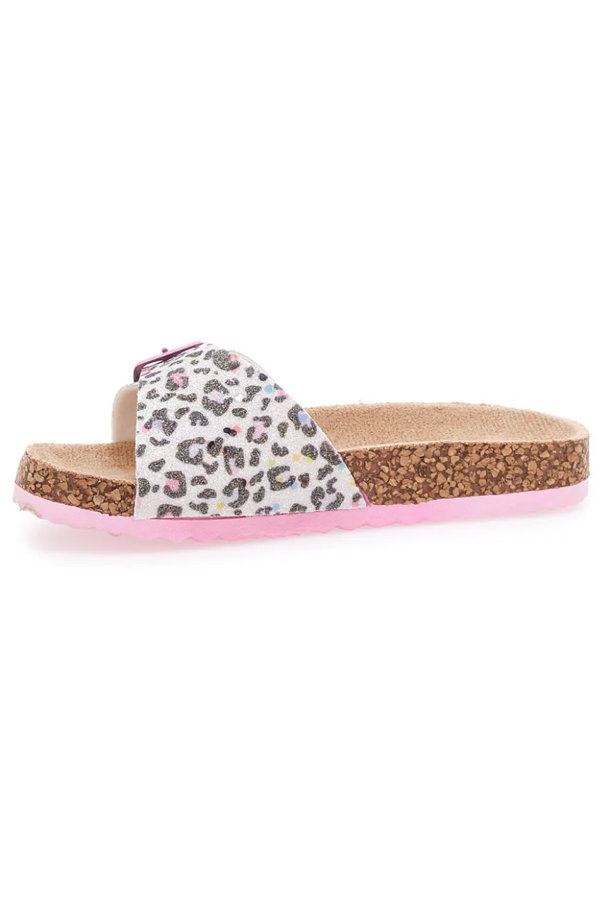 Ciabatte Bianche Leopardate Pitt Kids 14403