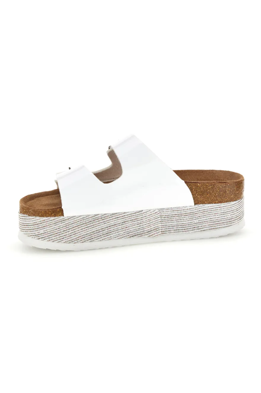 Ciabatte bianche lucide con doppia fibbia Superga S11U009