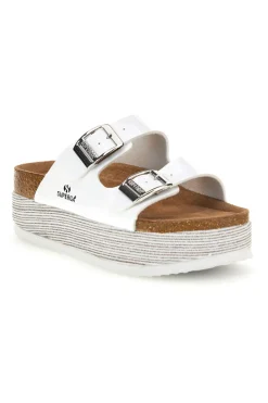 Ciabatte bianche lucide con doppia fibbia Superga S11U009
