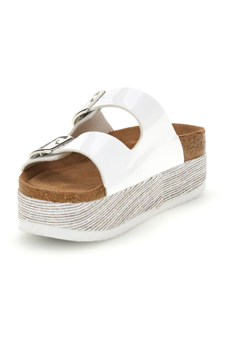 Ciabatte bianche lucide con doppia fibbia Superga S11U009