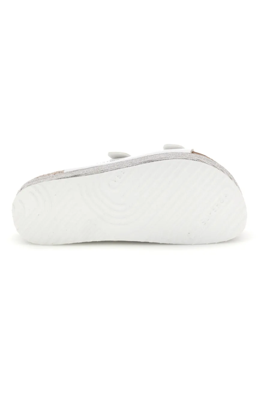 Ciabatte bianche lucide con doppia fibbia Superga S11U009