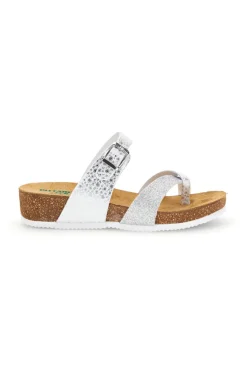 Ciabatte bianco argento sottopiede in vera pelle Pittarello eco 293A311SR