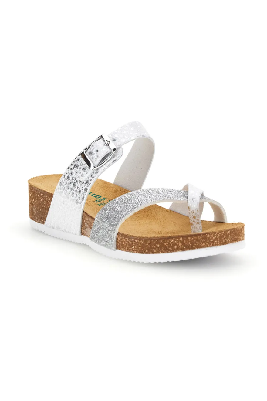 Ciabatte bianco argento sottopiede in vera pelle Pittarello eco 293A311SR