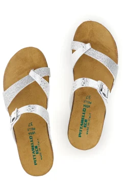 Ciabatte bianco argento sottopiede in vera pelle Pittarello eco 293A311SR