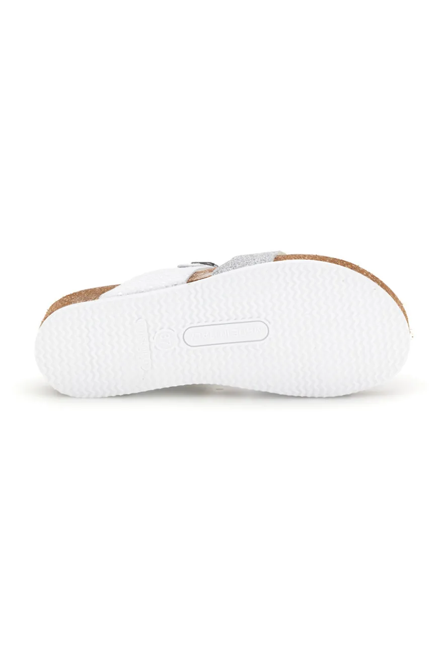 Ciabatte bianco argento sottopiede in vera pelle Pittarello eco 293A311SR
