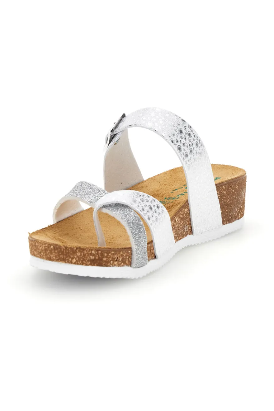 Ciabatte bianco argento sottopiede in vera pelle Pittarello eco 293A311SR