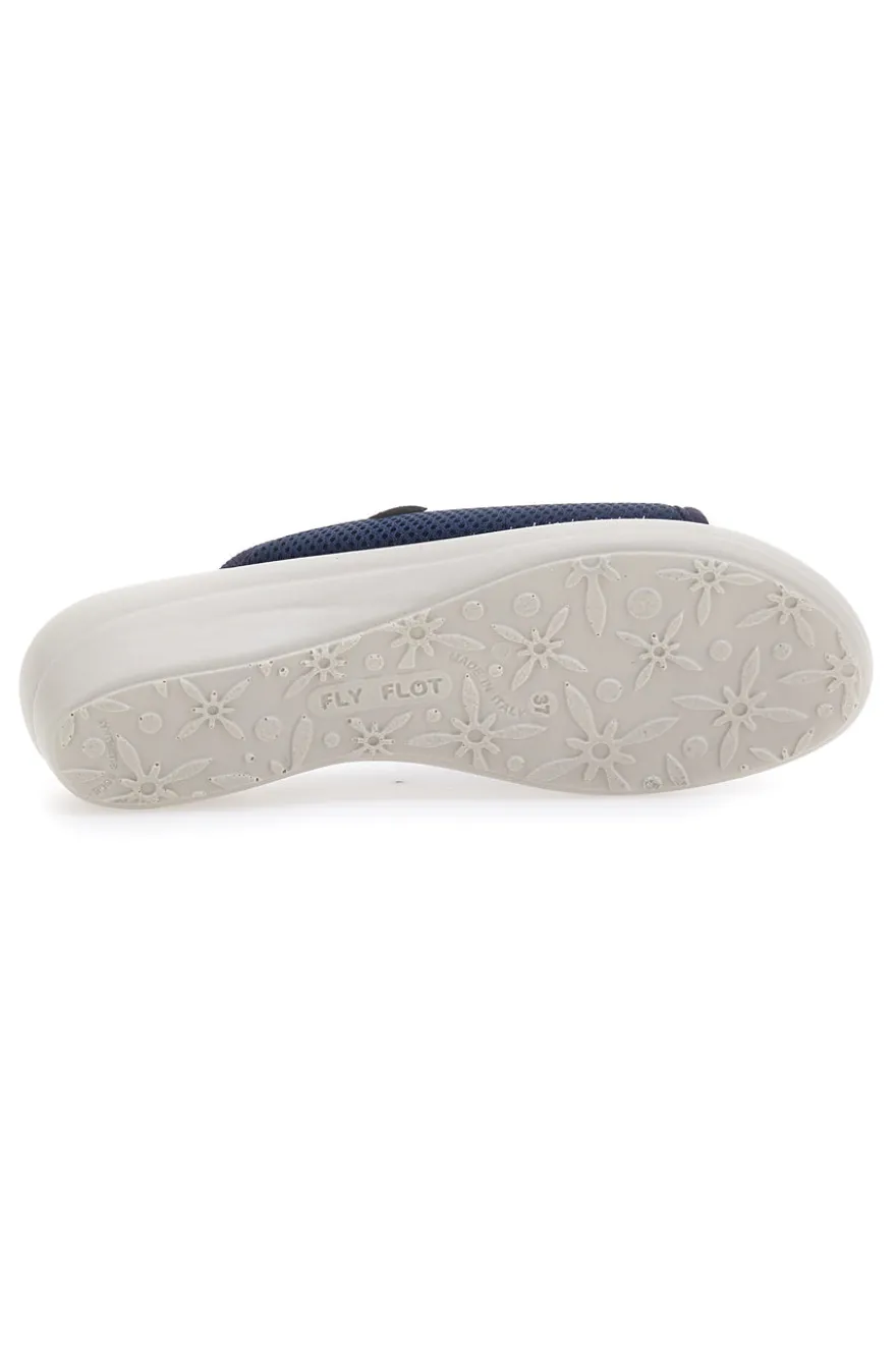 Ciabatte blu a punta aperta con sottopiede in pelle Fly Flot T4429FE