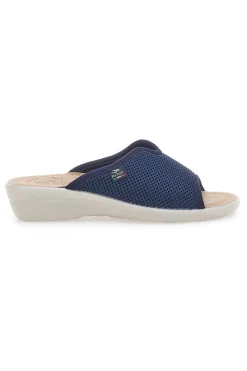 Ciabatte blu a punta aperta con sottopiede in pelle Fly Flot T4429FE