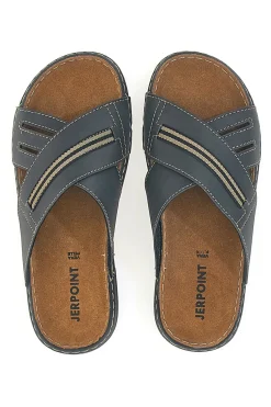 Ciabatte blu con cuciture a contrasto Jerpoint 611PS