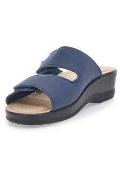 Ciabatte Blu con Doppia Fascia con Velcro e Suola in Pelle FLY FLOT 63J86CE