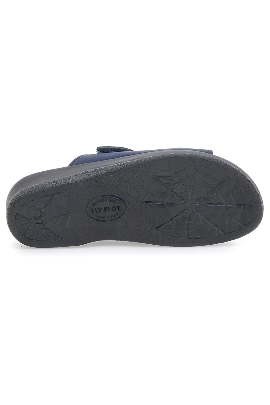 Ciabatte Blu con Doppia Fascia con Velcro e Suola in Pelle FLY FLOT 63J86CE