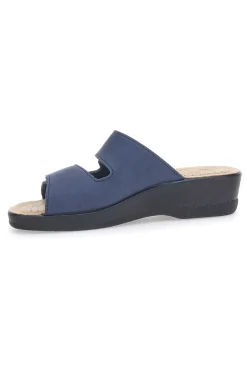 Ciabatte Blu con Doppia Fascia con Velcro e Suola in Pelle FLY FLOT 63J86CE