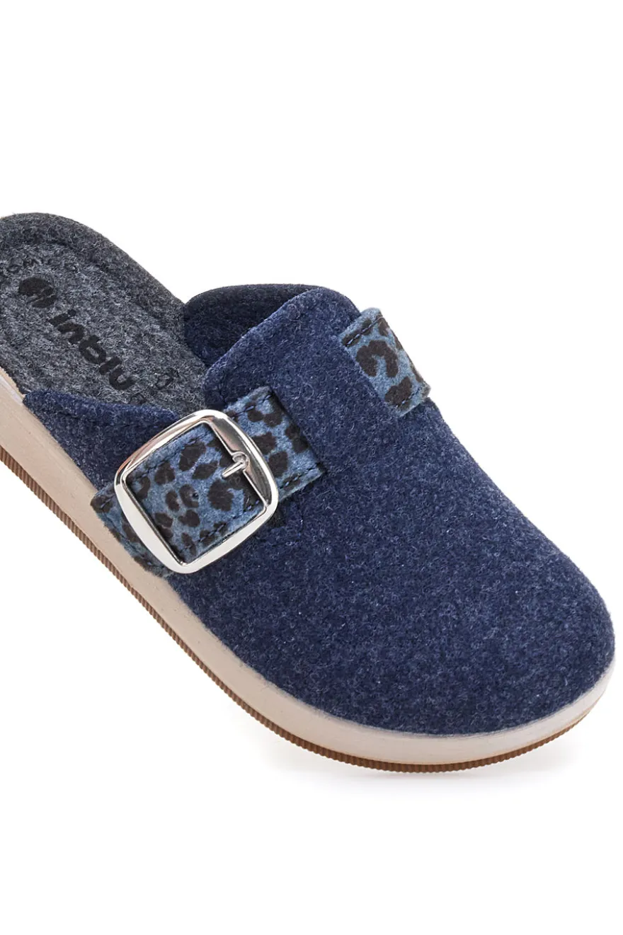 Ciabatte blu con fibbia leopardata e plantare anatomico Inblu 40 GC