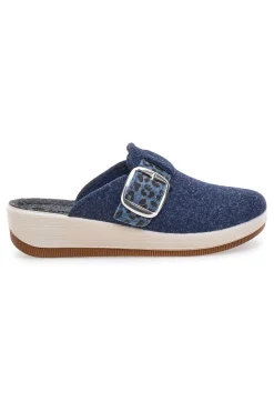 Ciabatte blu con fibbia leopardata e plantare anatomico Inblu 40 GC