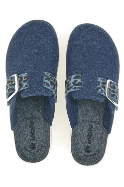 Ciabatte blu con fibbia leopardata e plantare anatomico Inblu 40 GC
