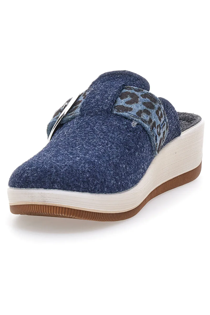 Ciabatte blu con fibbia leopardata e plantare anatomico Inblu 40 GC